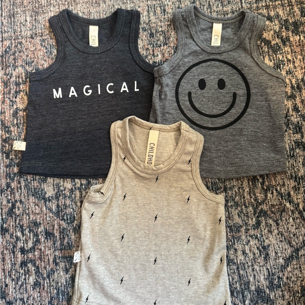Childhoods Clothing 3-6 Month Tank Set- Gray & Black